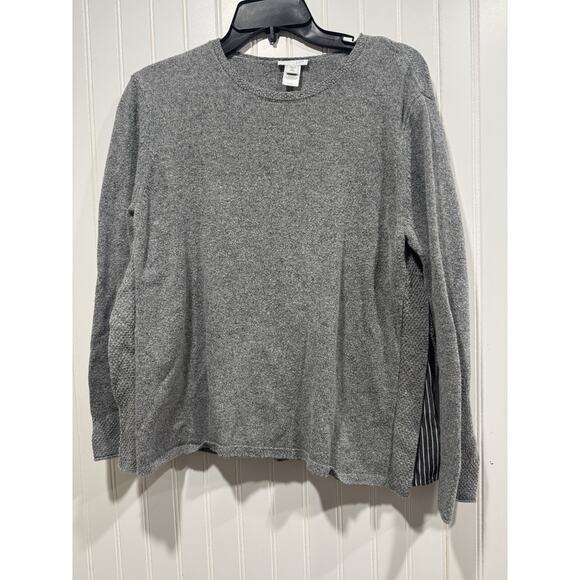 J. Jill Petite Gray Pullover Sweater with Stripe Side Inserts Sz M - Picture 1 of 6